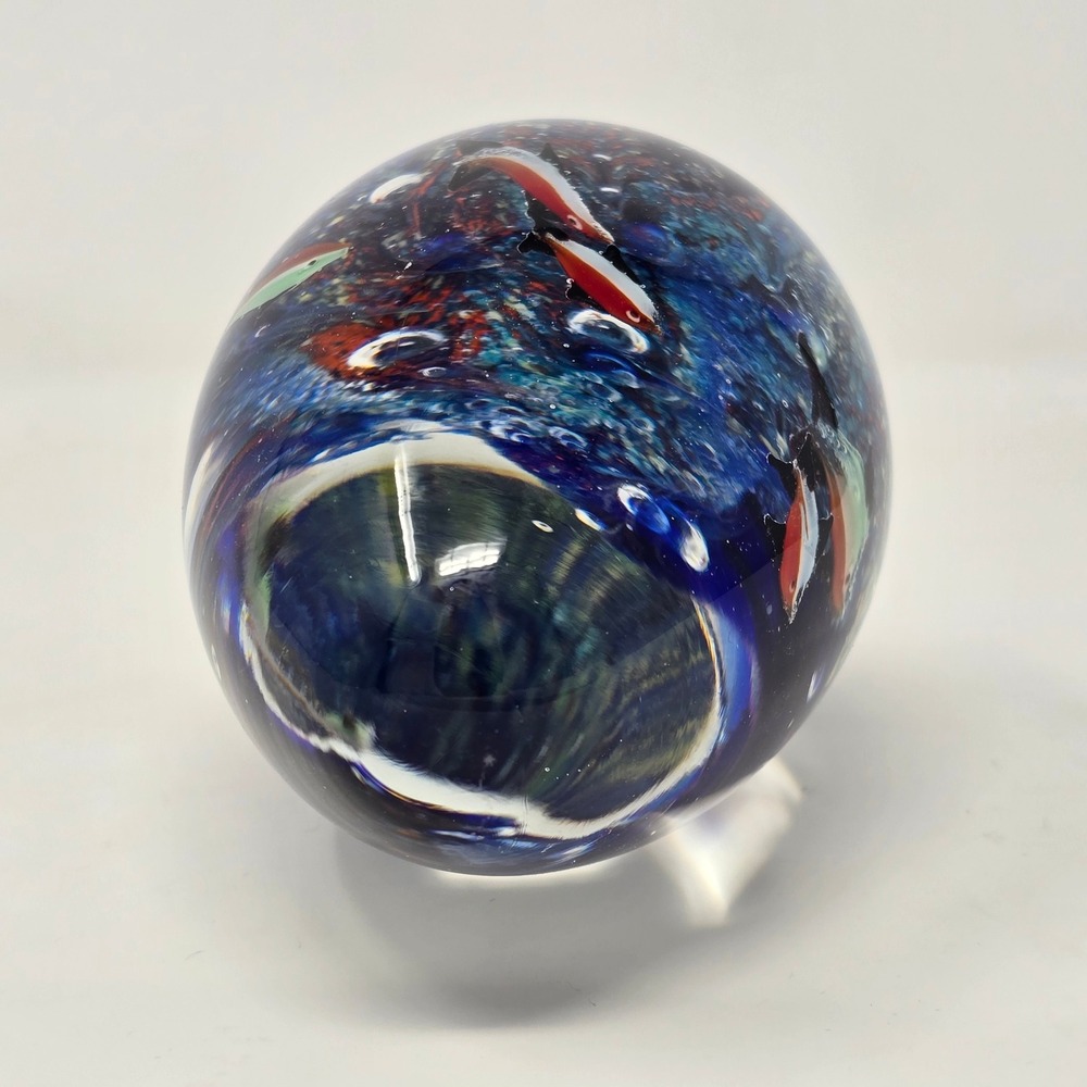 Vintage Murano Style Glass Paperweight Aquarium Fish Ocean Decor Art Handmade - Picture 7 of 9
